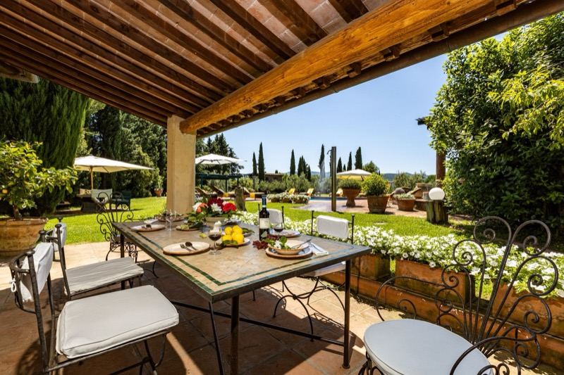 Lunch on the veranda looking onto the pool