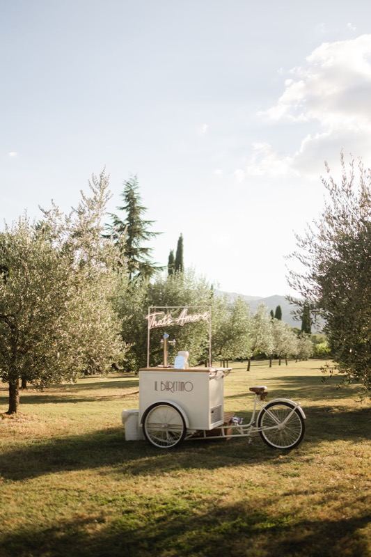 The ice-cream cart among the olive trees